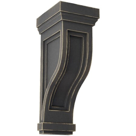 Ekena Millwork 6 1/2"W x 6 1/2"D x 14"H Traditional Recessed Wood Vintage Decor Corbel, Black CORWD06X06X14TRBL